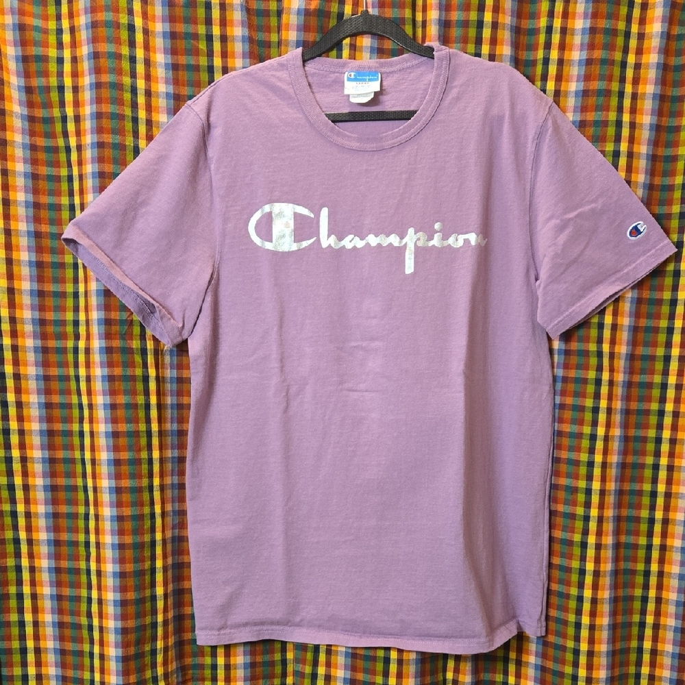 Champion Heavyweight Tee Silver Letters, Lilac Color Sz L